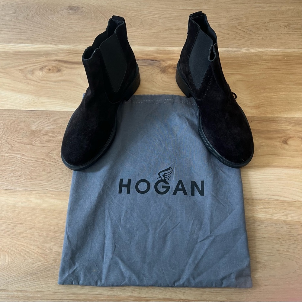 BRAND NEW Women's Hogan Chelsea Ankle Boots Black Suede Size 38 (US 8)